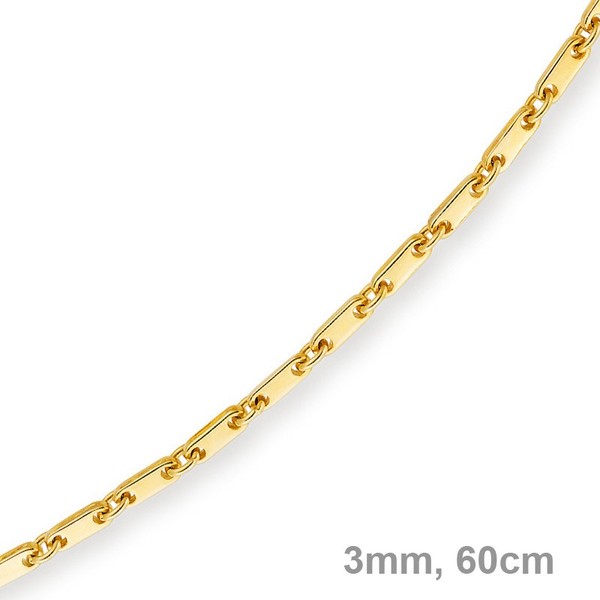 3mm Plattenkette 585 Gelbgold 60cm