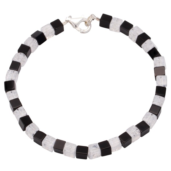 Armband aus Onyx und Bergkristall und Silber