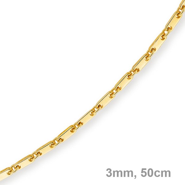 3mm Plattenkette 585 Gelbgold 50cm