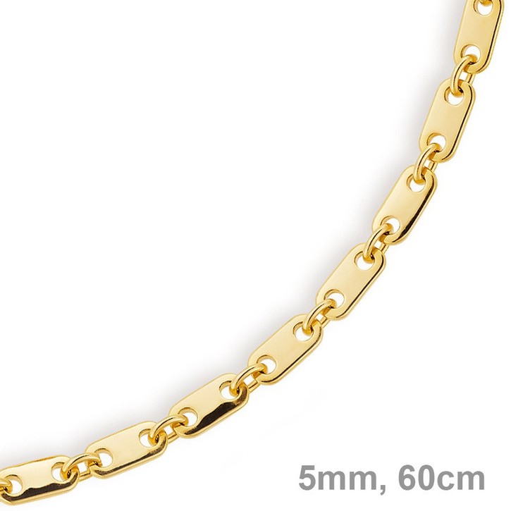 5mm Plattenkette 585 Gelbgold 60cm