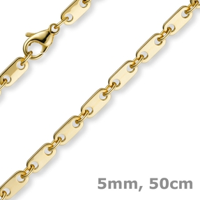 5mm Kette Collier Plattenkette aus 585 Gold Gelbgold 50cm Herren Goldkette