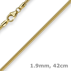 1,9mm Kette Collier Schlangenkette aus 585 Gold Gelbgold 42cm Damen Goldkette