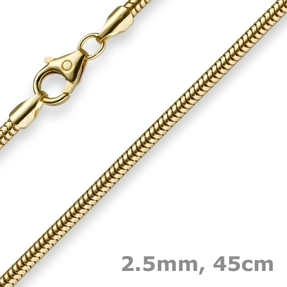 2,5mm Kette Collier Schlangenkette aus 585 Gold Gelbgold 45cm Damen Goldkette 2,5mm Kette Collier Schlangenkette aus 585 Gold Gelbgold 45cm Damen Goldkette