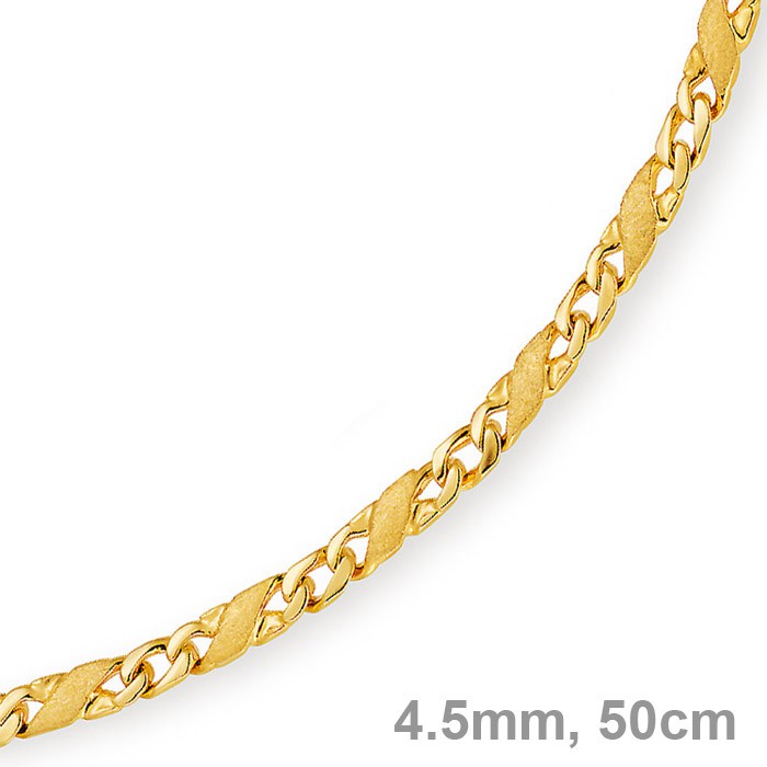 4,5mm Rockwellkette matt 585 Gold 50cm