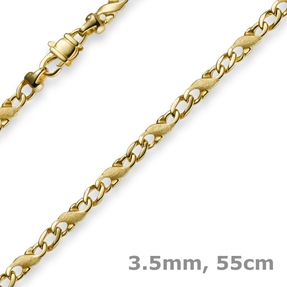 3,5mm Rockwellkette  X-Panzerkette Collier teilmattiert 585 Gelbgold 55cm Unisex