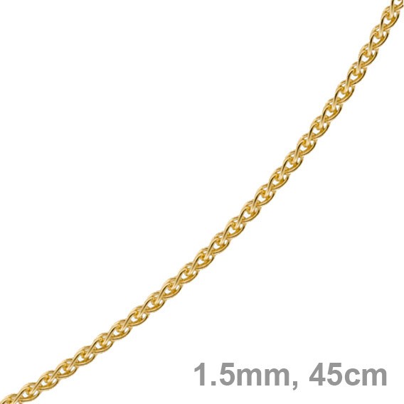 1,5mm Zopfkette 585 Gelbgold 45cm