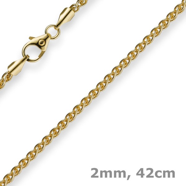 2mm Zopfkette 585 Gelbgold 42cm