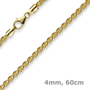 4mm Zopfkette Kette Collier aus 585 Gold Gelbgold Goldkette 60cm Unisex 4mm Zopfkette Kette Collier aus 585 Gold Gelbgold Goldkette 60cm Unisex