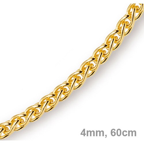 4mm Zopfkette 585 Gelbgold 60cm