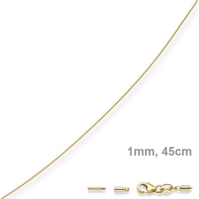 1mm Halsreif Omegareif Omegakette 585 Gold Gelbgold Goldkette 45cm abschraubbar