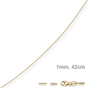 1mm Halsreif Omegareif Omegakette 585 Gold Gelbgold Goldkette 42cm abschraubbar