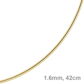 1,6mm Halsreif Omegareif Omegakette 585 Gold Gelbgold Goldkette 42cm Damen