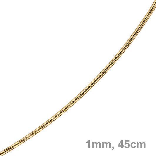 1mm Schlangenkette 750 Gelbgold 45cm