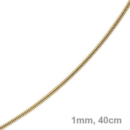 1mm Schlangenkette 750 Gelbgold 40cm