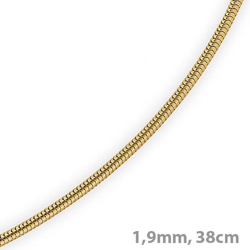 1,9mm Schlangenkette 750 Gelbgold 38cm