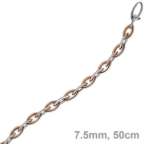 7,5mm Spitzanker Kette Collier aus 585 Gold Weißgold & Rosegold 50cm Goldkette