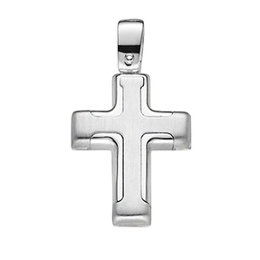 Anhänger Kreuz aus 585 Gold Weißgold Goldanhänger Goldkreuz poliert Unisex Anhänger Kreuz aus 585 Gold Weißgold Goldanhänger Goldkreuz poliert Unisex