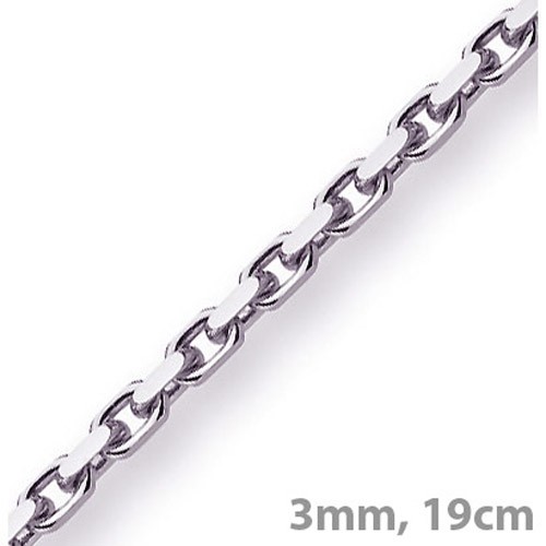 3mm Armband 585 Weißgold 19cm