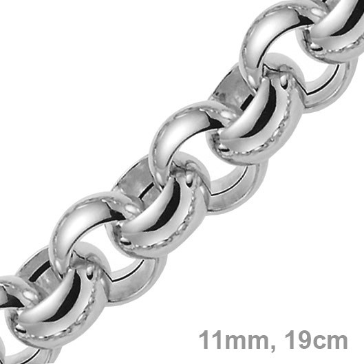 11mm Armband Erbskette 585 Weißgold 19cm