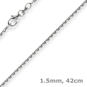 1,5mm Kette Collier Ankerkette Halskette 585 Gold Weißgold 42cm