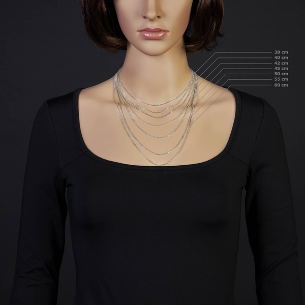 1.5mm Ankerkette aus 585 Weißgold 40cm