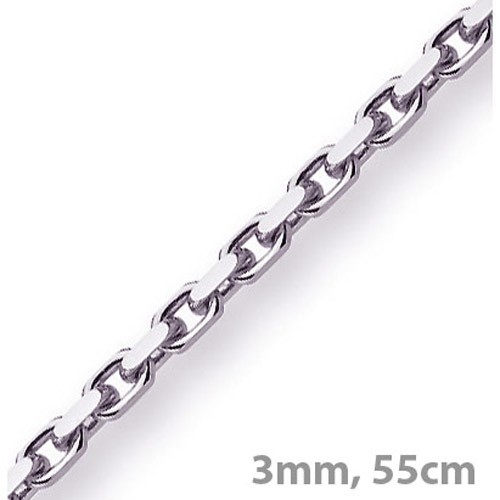 3mm Ankerkette aus 585 Weißgold 55cm