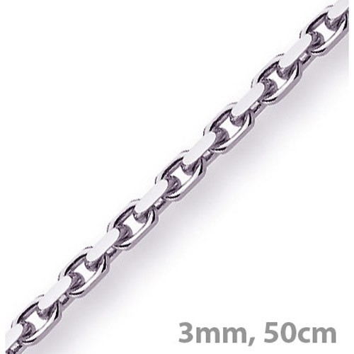 3mm Ankerkette aus 585 Weißgold 50cm