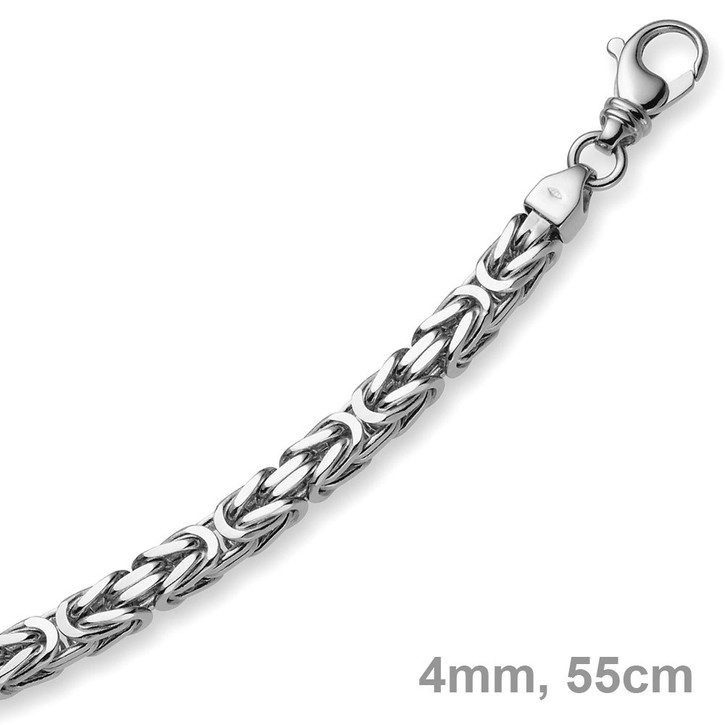 4mm Königskette 585 Weißgold 55cm