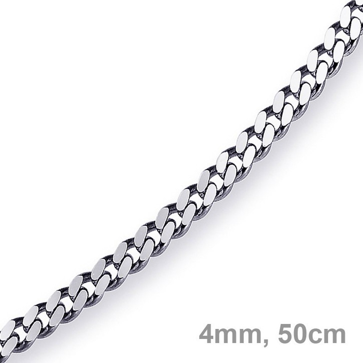 4mm Panzerkette 585 Weißgold 50cm