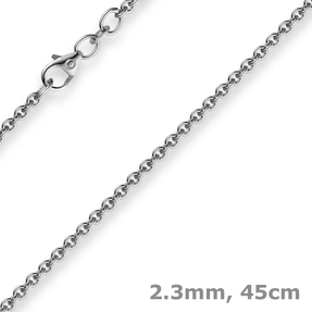 2,3mm Kette Collier Rundankerkette aus 585 Gold Weißgold 45cm, Goldkette