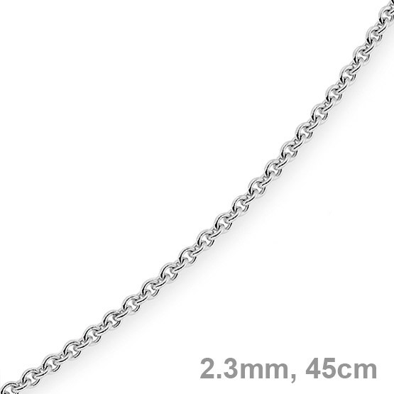2,3mm Rundankerkette 585 Weißgold 45cm