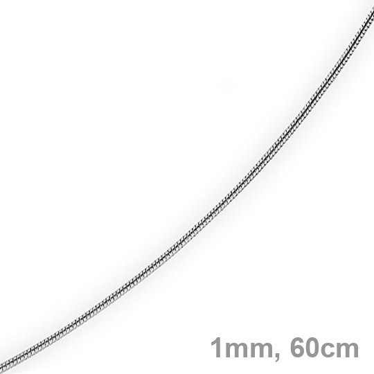 1mm Schlangenkette 585 Weißgold 60cm