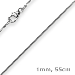 1mm Schlangenkette Kette Collier aus 585 Gold Weißgold 55cm Damen Goldkette