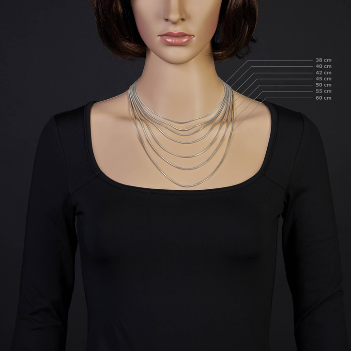 1.9mm Schlangenkette 585 Weißgold 55cm