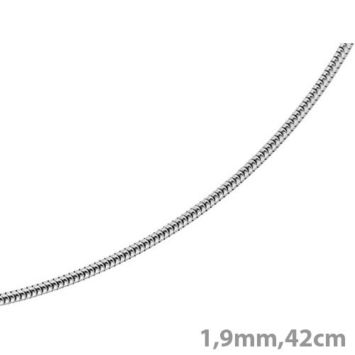 1,9mm Schlangenkette 585 Weißgold 42cm