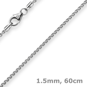 1,5mm Zopfkette Kette Collier aus 585 Gold Weißgold Goldkette 60cm Unisex