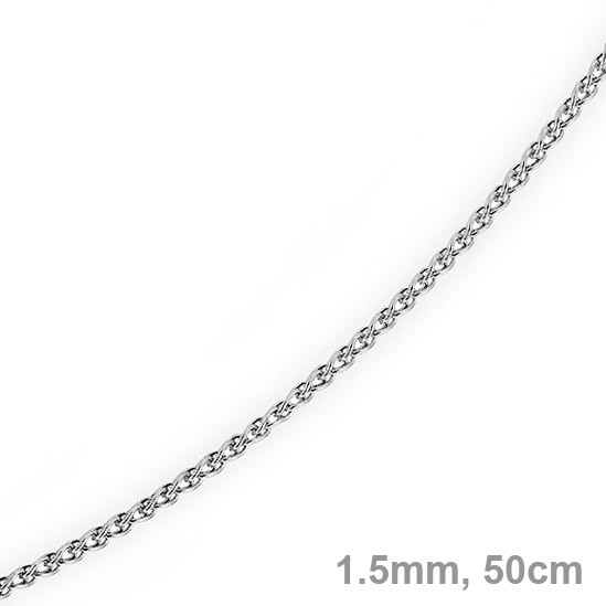 1,5mm Zopfkette 585 Weißgold 50cm