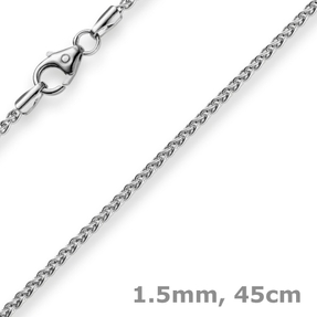 1,5mm Zopfkette Kette Collier aus 585 Gold Weißgold Goldkette 45cm