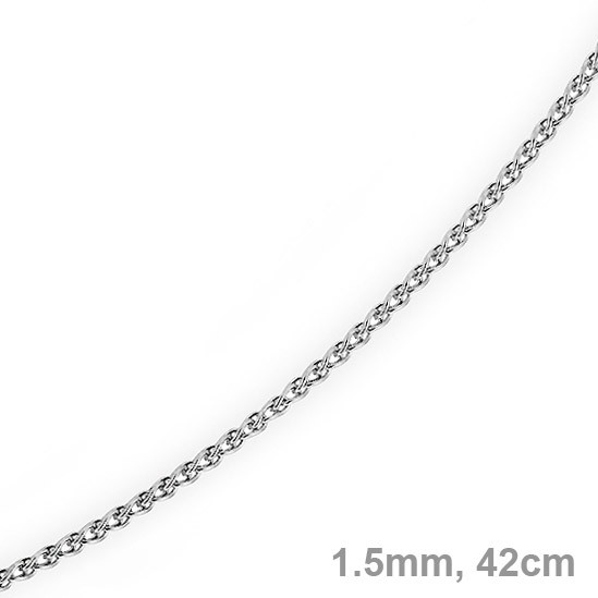 1,5mm Zopfkette 585 Weißgold 42cm