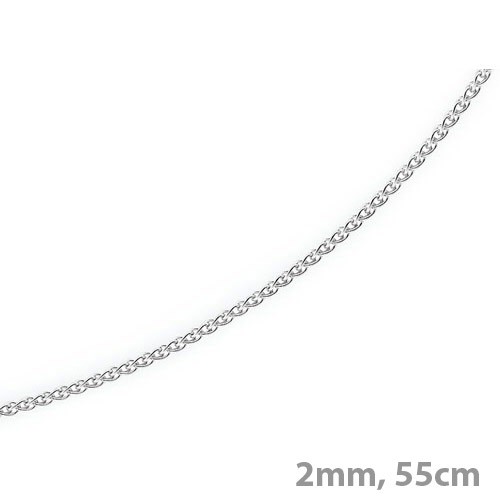 2mm Zopfkette 585 Weißgold 55cm