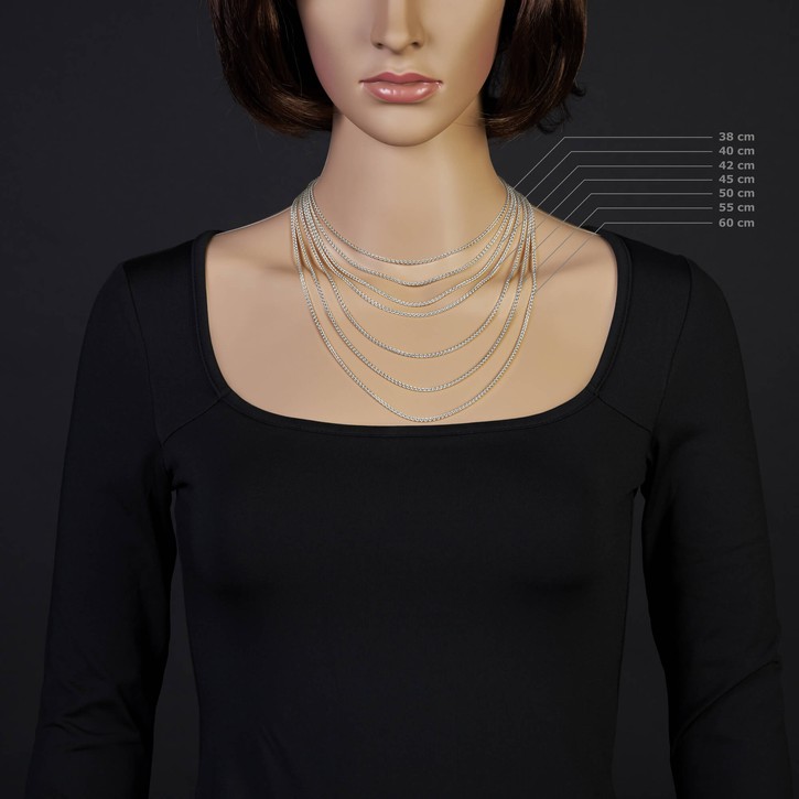 2mm Zopfkette 585 Weißgold 45cm