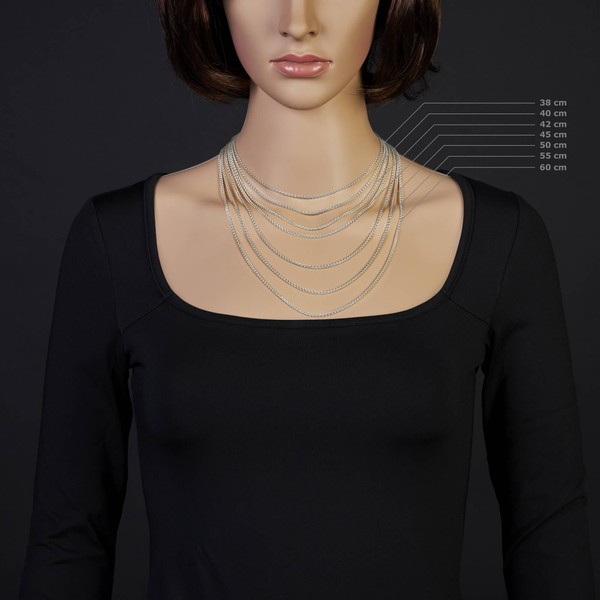 2mm Zopfkette 585 Weißgold 40cm