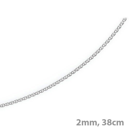 2mm Zopfkette 585 Weißgold 38cm