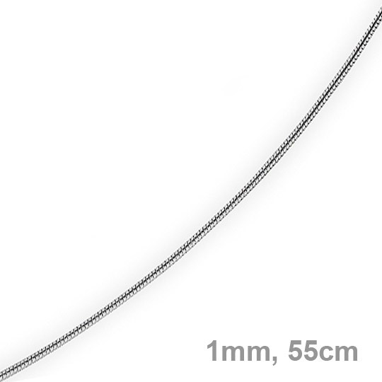 1mm Schlangenkette 750 Weißgold 55cm