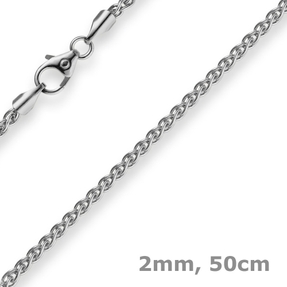 2mm Zopfkette Kette Collier 750 Gold Weißgold Goldkette 50cm Unisex 2mm Zopfkette Kette Collier 750 Gold Weißgold Goldkette 50cm Unisex