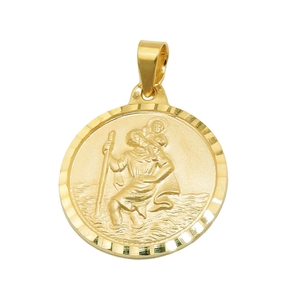 Anhänger Halsschmuck, Christophorus, 375 Gold Gelbgold