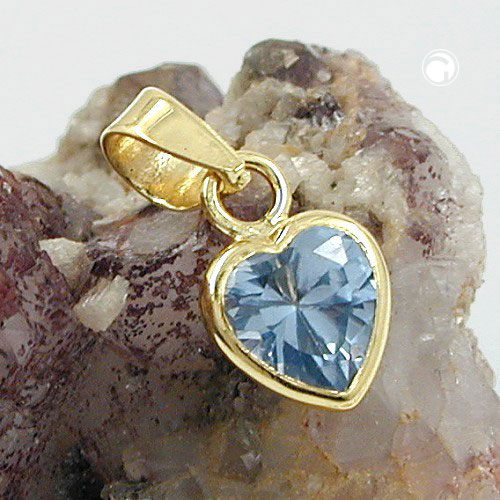 Anhänger Herz aus Aquamarin 585 Gelbgold