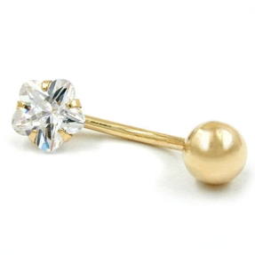 Piercing, Kugel und weiße Zirkonia, 585 Gold Gelbgold Piercing, Kugel und weiße Zirkonia, 585 Gold Gelbgold