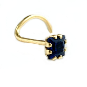 Nasenstecker, Zirkonia-Safir, Quadrat, dunkelblau 750 Gold Gelbgold