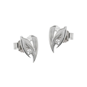 Ohrstecker Ohrschmuck in Zick-Zack Form mit weißen Zirkonia, 585 Weißgold Ohrstecker Ohrschmuck in Zick-Zack Form mit weißen Zirkonia, 585 Weißgold